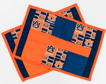 Handsewn Placemat Set, Quilted Placemat, Placemat, Table Mat, Gee's Bend Quilt, Auburn University Placemat, Tailgating