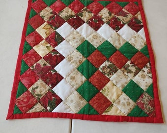 Christmas Pot Holder, Cotton Quilt, Handsewn Quilt, Handstitched Quilt, Gee's Bend Quilt, Tapestry Quilt, Artistic Quilt, Quilt, Tapestry