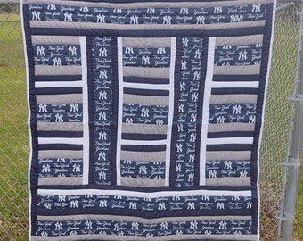 New York Yankees Quilt Handcrafted,Cotton Quilt, Handsewn Quilt, Handstitched Quilt, Gee's Bend Quilt, Tapestry Quilt, Artistic Quilt, Quilt