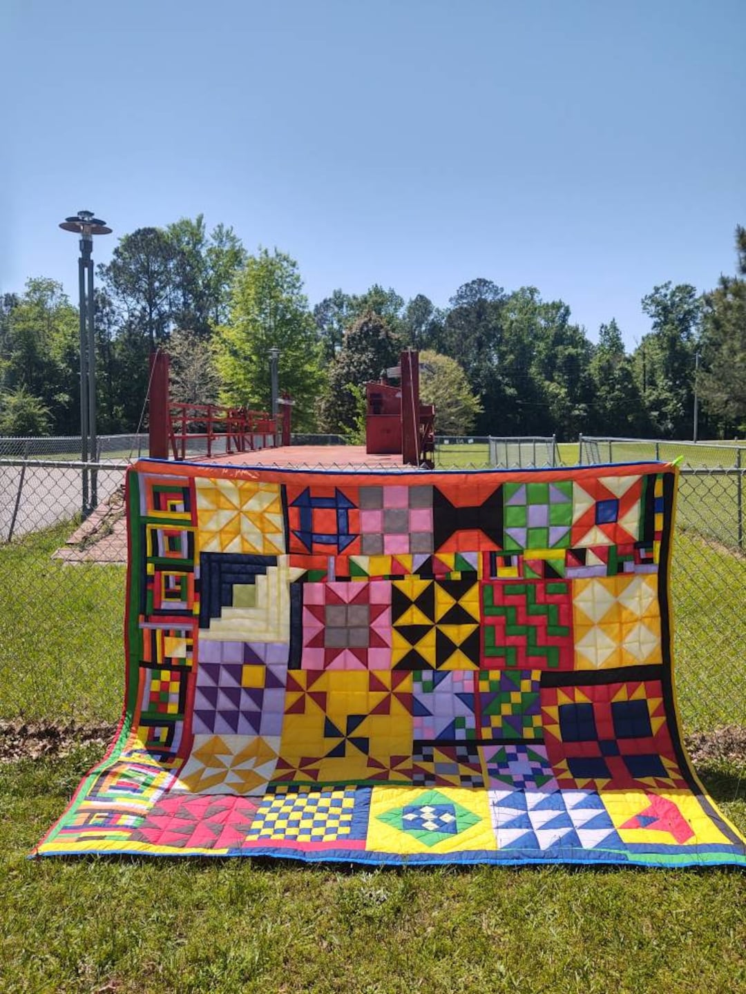 Sampler Quilt, Cotton Quilt, Handsewn Quilt, Handstitched Quilt, Gee's Bend Quilt, Tapestry 