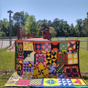 Sampler Quilt, Cotton Quilt, Handsewn Quilt, Handstitched Quilt, Gee&#39;s Bend Quilt, Tapestry Quilt, Artistic Quilt, Quilt, Tapestry 