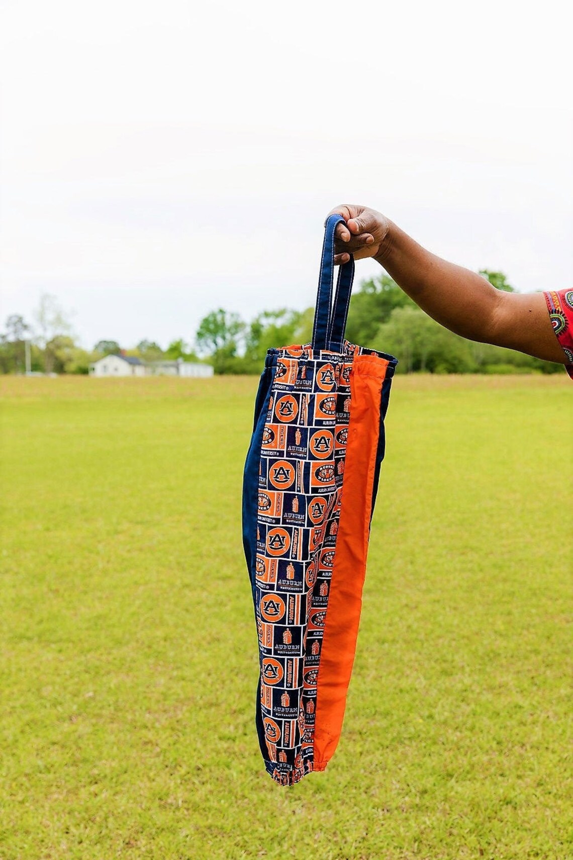 Handsewn Grocery Bag Holder, Kitchen Organizer, Fabric Grocery Bag Holder, Gee's Bend Quilt
