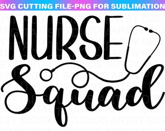 Krankenschwester Squad SVG: Stethoskop Design, Cricut Cut Datei (digitaler Download)