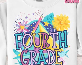 Fourth Grade Back to School PNG: T-Shirt Design Clipart (Digital Download)