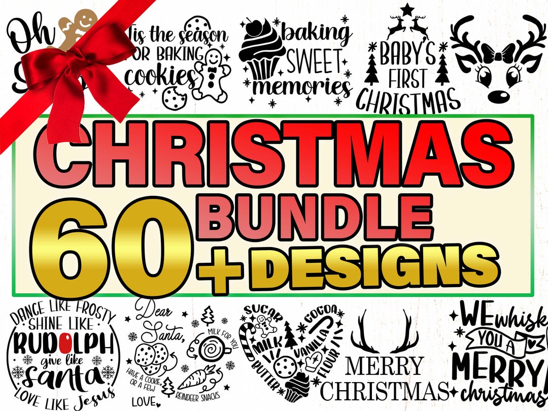 60 Christmas SVG Bundle: Holiday Shirt Designs, Cricut Cut Files ...