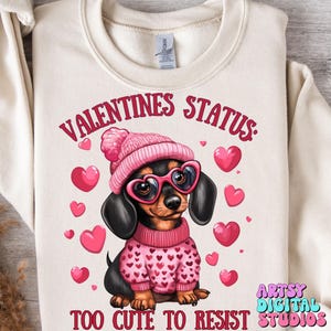 Valentine PNG, Dackel Clipart, Valentinstag Weiner Dog Design, Welpe PNG mit Liebesbezug, Pink Dog Mom Grafik für Bastler