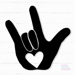 ASL Cuore ti amo SVG, File di taglio Cricut digitale, Lingua dei segni americana, File di taglio Cricut, Silhouette, Cameo, Ferro su vinile SVG, Cricut Svg