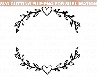 Heart laurel wreath svg cut file