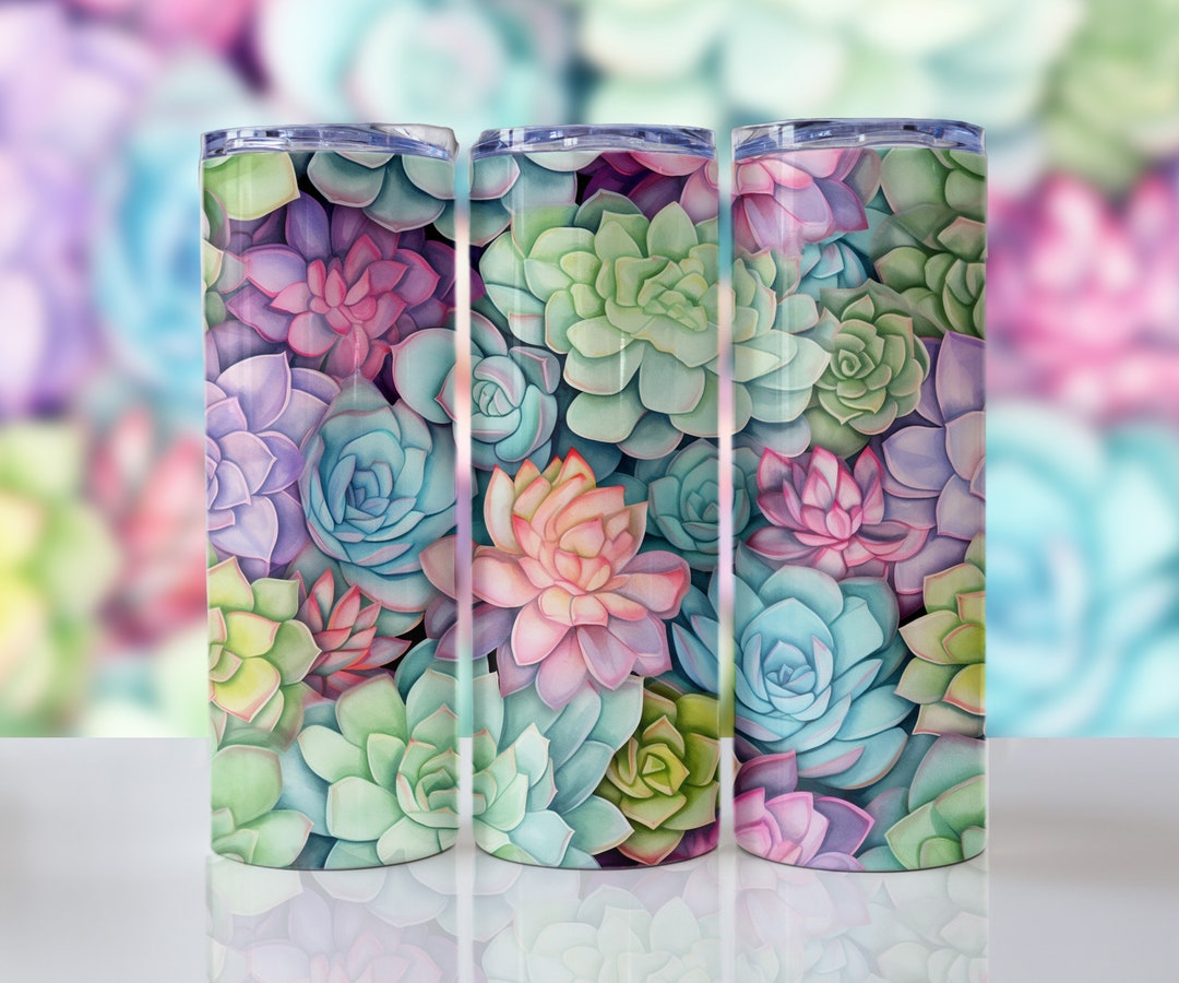 3d Succulents 20 Oz Skinny Tumbler Sublimation Design Digital Download ...