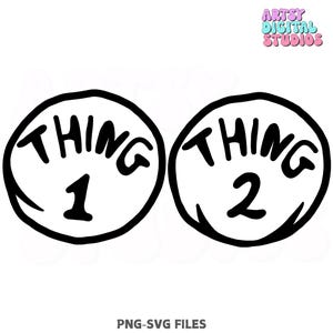 Thing 1 & Thing 2 Layered SVG, Verwenden Sie für Kostüm mit Drucker zum Aufbügeln, Verwenden Sie mit Vinyl auf Cricut, Für Silhouette Aufkleber, Für PNG Sublimation