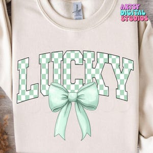St Patricks day PNG: Checkered Lucky St Patrick&#39;s Day Coquette Png, Retro St Patrick Day Png, Lucky Png, St Pattys Day Png For Sublimation