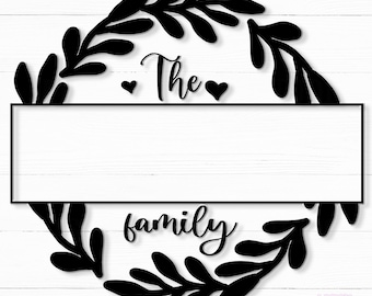 Familie Name Kranz Monogramm SVG: Hochzeit, Cricut Cut Datei (digitaler Download)