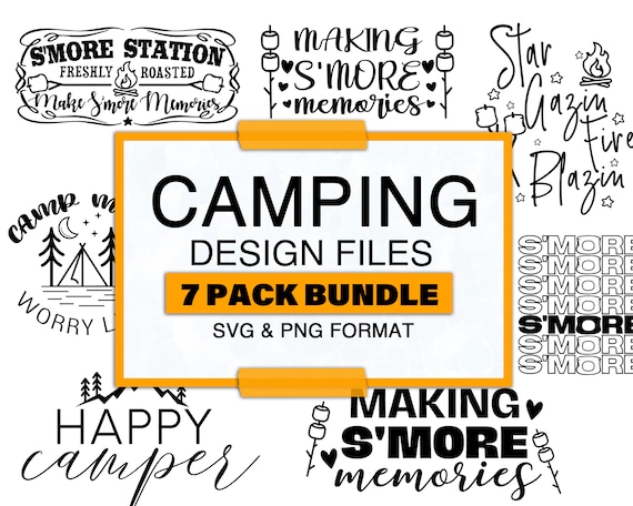 Camping SVG Bundle: Campfire, S'mores, Happy Camper (Digital Download)