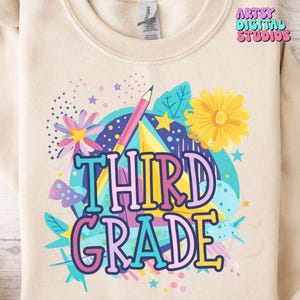 Back to School Third Grade PNG – First Day of School Design – Third Grade Shirt PNG – Digital Clipart for Sublimation