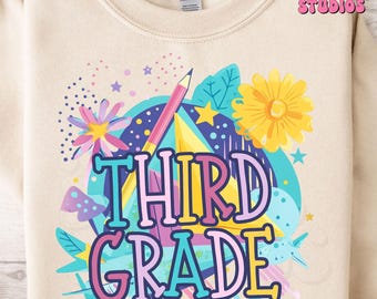 Tercer grado Regreso a la escuela PNG: Diseño de camiseta Clipart (Descarga digital)