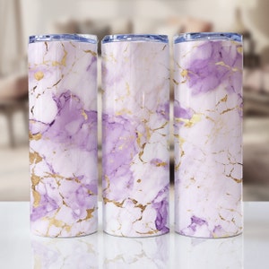 Lila guld marmor 20 oz tumblerpapper: Sublimeringsdesign (digital nedladdning)