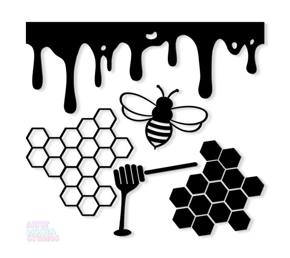 Premium Quality Local Honey with Bees and Honeycombs Clipart Digital  Download SVG PNG JPG PDF Cut Files