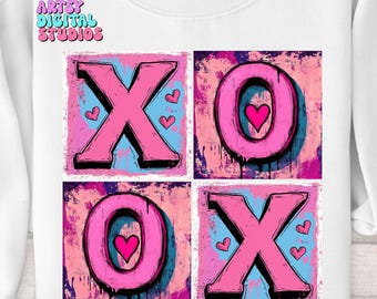 Retro Valentine XOXO Heart PNG - Shirt Design (Digital Download)