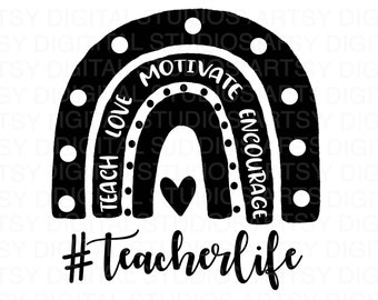 Teacher Life Rainbow SVG: Appreciation Gift, Cricut Cut File (Digital Download)