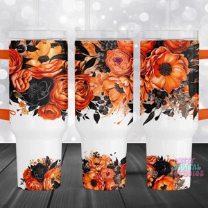 40oz Tumbler Wrap Design | Fall PNG for 40 oz Tumbler | Sublimation Designs Downloads | Floral Sublimation Tumbler Wrap