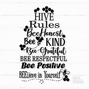 Bienenkorb Regeln SVG, Bee SVG PNG-Dateien für Schneidemaschinen, digitale Clipart, Hummel, Silhouette, Bienenstock, Zitate svg, inspirierende svg