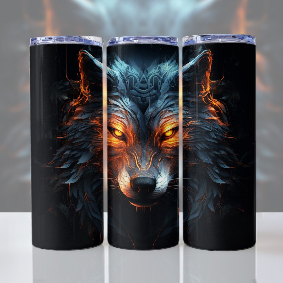 3D Wolf 20 Oz Skinny Tumbler Sublimation Design, Colorful Wolf Instant ...