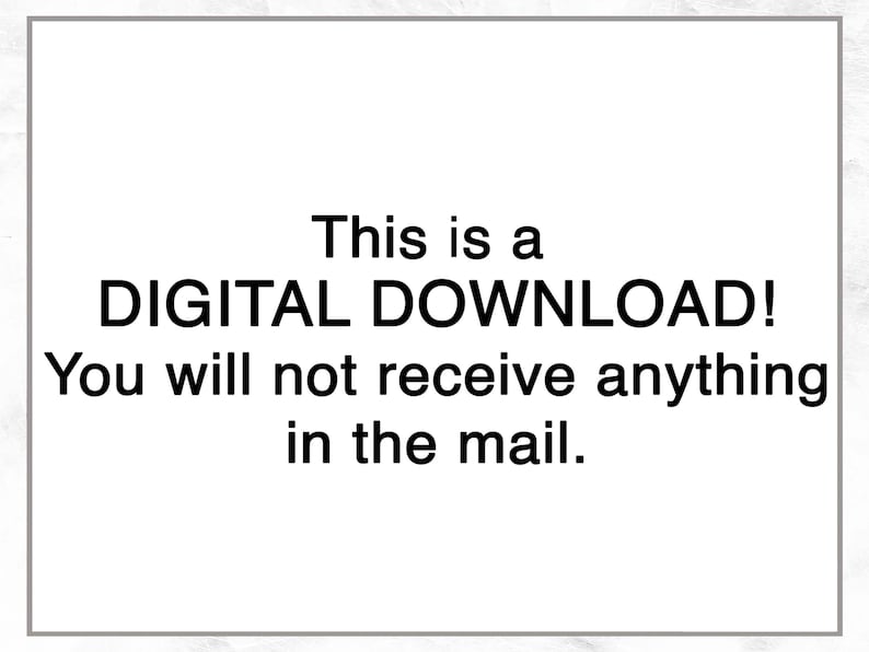 Op de afbeelding: Tekst op een witte achtergrond die luidt: "Dit is een DIGITALE DOWNLOAD! Je ontvangt niets per post."