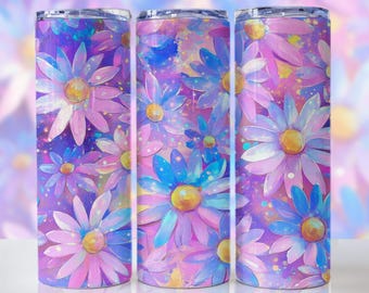 Floral Tumbler Wrap PNG: Spring Flower Design (20oz Skinny)