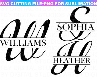 Split-Monogramm SVG Alphabet: Cricut & Silhouette (Digitaler Download)