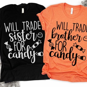 Lustige Halloween-Svg-Bundle, wird Bruder Schwester für Candy-Svg, Kinder-Halloween-Svg, Geschwister freche SVG-Datei für Cricut & Silhouette Png tauschen