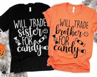 Funny Halloween Sibling SVG Bundle: Trade for Candy Design (Digital File)