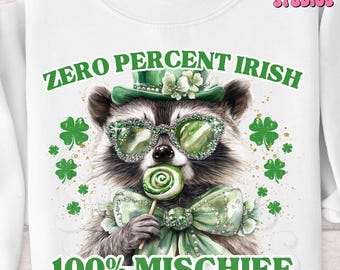 Funny Raccoon St. Patrick's Day PNG: Retro Irish Design (Digital Download)