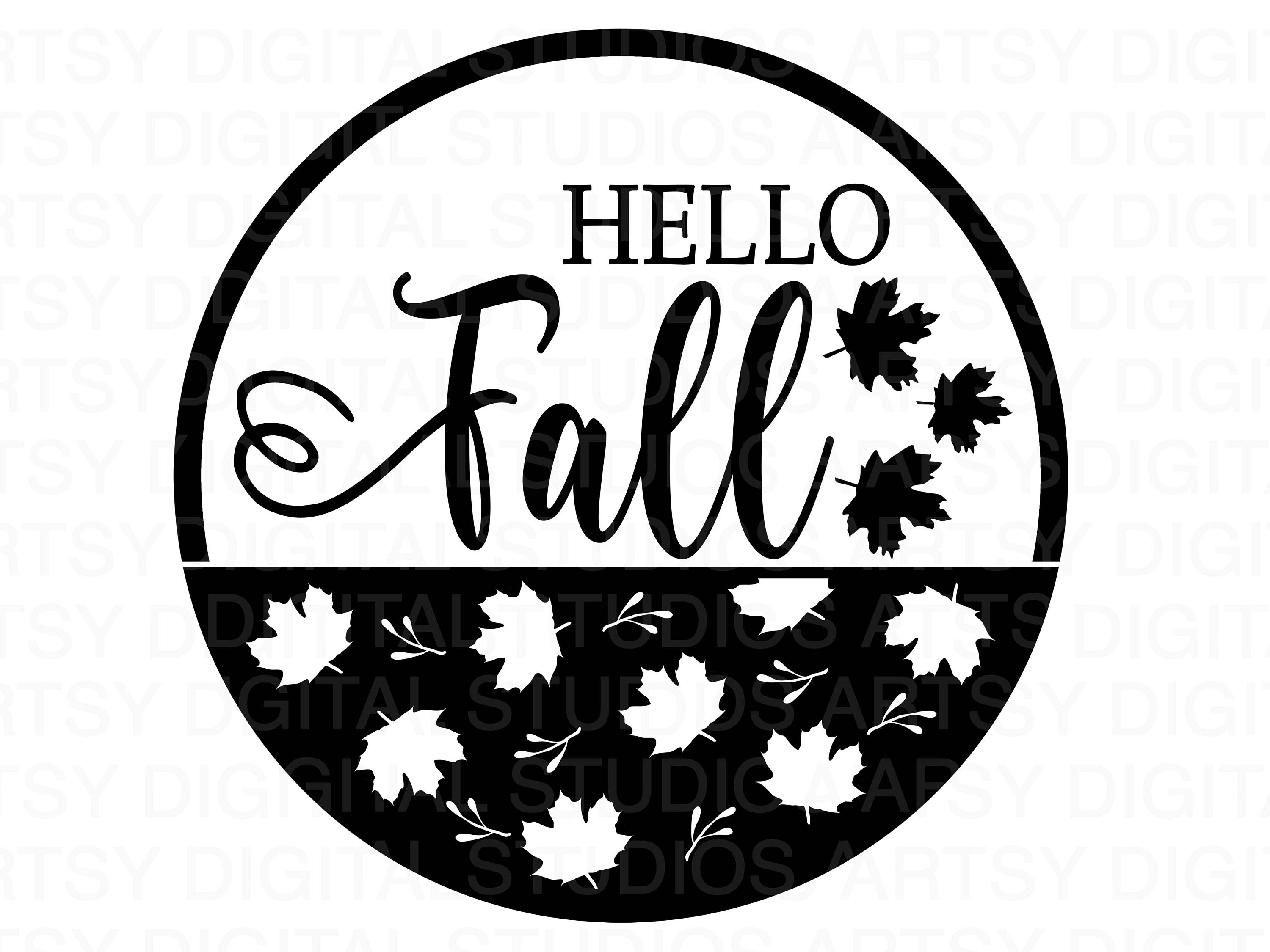 Fall Round Sign SVG: Hello Fall Door Hanger (digital File) - Etsy