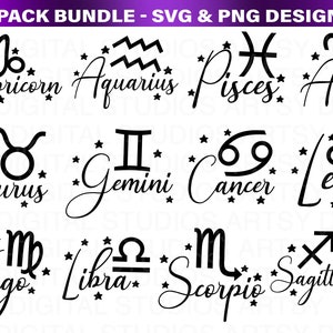 Zodiac Signs SVG Bundle, Astrology Signs svg, Zodiac Symbols svg, Constellation Signs svg, Astrology, Horoscope, Cut File Cricut, Silhouette