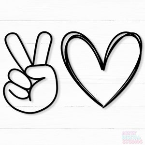 Fichier SVG paix et amour, fichiers SVG signe de paix pour Cricut, paix SVG, téléchargement numérique