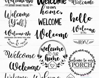 Welcome Sign SVG Bundle: Farmhouse Decor Cut Files (Digital Download)