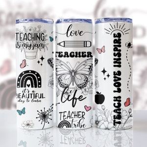 Teacher Life - Tumbler Wrap da 20 oz: design con affermazioni positive (download digitale PNG)