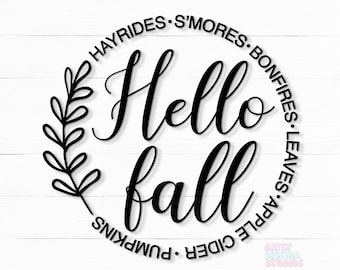 Hello Fall SVG: Autumn Bonfire Design (PNG, SVG)