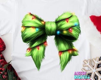 Christmas Bow PNG: Coquette T-Shirt Design (Digital Download)