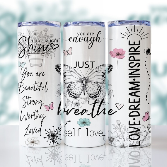 Positive Affirmations 20 Oz Tumbler Wrap Sublimation Design Digital  Download PNG, Inspirational Butterfly Tumbler (Download Now) 