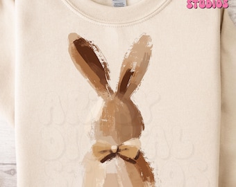 Brushstroke Bunny PNG: Retro Easter Coquette Bow (Digital Download)