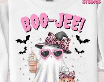 Boo-Jee Leopard Ghost PNG, Spooky Coffee PNG, Cute Halloween Ghost Design, Trendy Fall Sublimation, Funny Ghost Shirt PNG, Digital Download