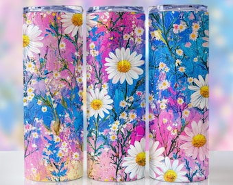 Spring Daisy Tumbler Wrap: 20oz Floral Sublimation (PNG Digital Download)