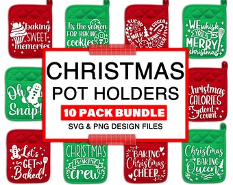 Christmas Pot Holder SVG Bundle: Funny Kitchen Quotes (Digital Files)
