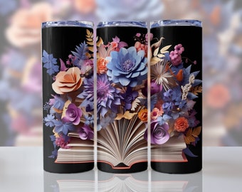 Teacher Floral Book 20 oz Tumbler Sublimation Design (Digital Download)