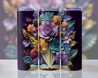 Floral Book 20 oz Tumbler Sublimation Design (Digital Download)