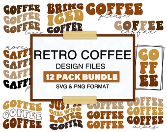 Retro Coffee SVG Bundle: 12 PNG & SVG Designs (Digital Download)