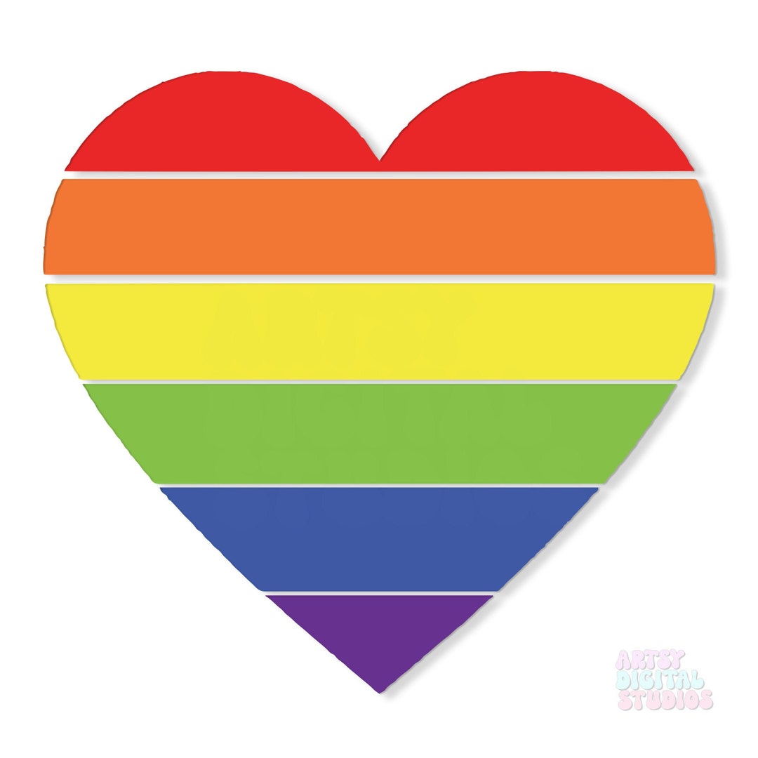 Rainbow Heart SVG Pride Month Design LGBTQ Rainbow Stripes DIY Love ...