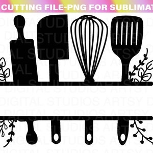 Keuken gesplitst frame monogram SVG: koken gesneden bestand (digitale download)