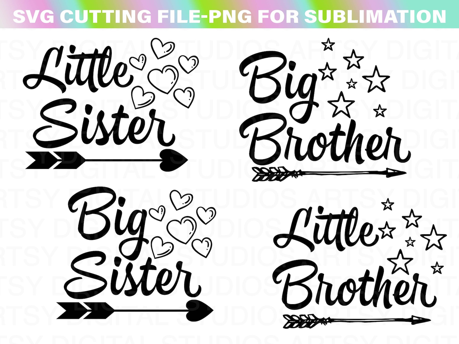 Big Little Sister Brother Bundle Svg Png/newborn Little Big - Etsy
